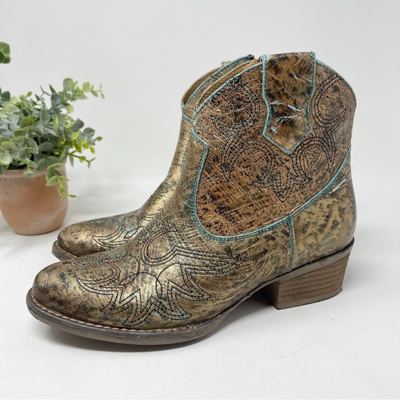 Sterling River Turquoise and Metallic Western Cowboy Boots - Picture 1 of 11